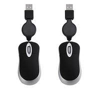 ENERRGECKO 2X Mini-Souris Filaire USB Câble Rétractable Petite Souris Minuscule 1600 Souris de Voyage Compactes Optiques pour 98 2000 XP Vista Ve (Noir)