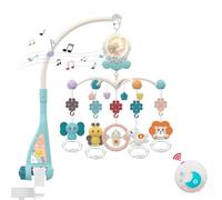 Eners Baby Musical Crib Mobile avec veilleuses et rotation, hochets, télécommande, jouets de confort pour nouveau-né garçons filles tout-petits(vert)