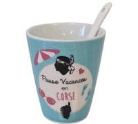 ENESCO 1 Gobelet Expresso Vacances en Corse - En céramique - Bleu - H. 7 cm - D. 6 cm - Contenance 125 ml BLEU G