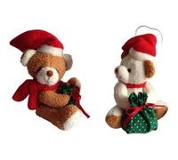 ENESCO 2 décoration de sapin Petites peluches Ours en Polyester Hauteur 10 cm BLANC G