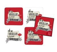 ENESCO 4 sous verres - Je ne vieillis pas ROUGE ET BLANC G