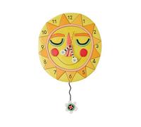 Enesco Allen Designs Horloge Murale à Pendule sculptée en Forme de Soleil Souriant, 26 cm, Multicolore