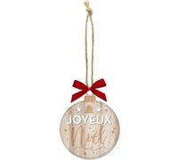 ENESCO Boule de Noël Joyeux Noël - Diamètre 8 cm - Profondeur 0.2 cm Beige G