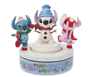 Enesco Corporation - Disney Stitch & Angel WSnowman Rotator 6In Figure