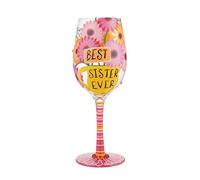 Enesco Designs by Lolita Verre à vin artisanal peint à la main avec inscription « Best Sister Ever » Multicolore 445 ml