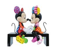 Enesco Disney Britto Figurine Mickey et Minnie Mouse Love Assis sur Un Banc de Parc, 16,375 cm, Multicolore