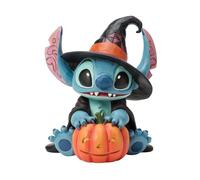 Enesco Disney Traditions by Jim Shore Halloween Stitch portant un chapeau de sorcière et une figurine lumineuse Jack-o-Lanterne, 15 cm, multicolore