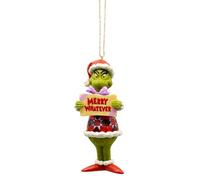 Enesco Dr. Seuss Grinch by Jim Shore Merry Whatever Sign Santa Grinch Décoration à Suspendre à la Main Peinte à la Main Décoration de Noël Collection Cadeau 12,7 cm Multicolore
