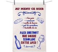 ENESCO Essuie main - Au menu ce soir - en coton décoré BLANC