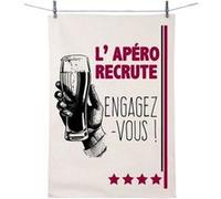 Enesco Essuie main en coton décoré - L'apéro recrute BLANC G