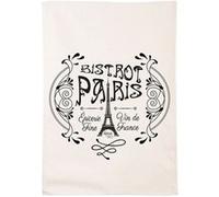 ENESCO Essuie main - Paris Bistrot - en coton décoré BLANC