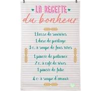 Enesco Essuie main - Recette du bonheur - En coton décoré - 50 x 70 cm BLANC G