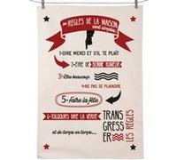 Enesco Essuie main - Règles Maison - En coton décoré - 50 x 70 cm BLANC G