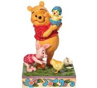 ENESCO Figurine de Collection Winnie l'Ourson et Porcinet en résine aspect bois - Hauteur 14 cm x largeur 9 cm x Profondeur 8 cm JAUNE G