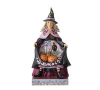 Enesco Jim Shore Heartwood Creek Figurine de sorcière d'halloween avec citrouilles en Jupe, 21 cm, Multicolore
