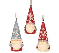 Enesco Jim Shore Heartwood Creek Ensemble de Nains de Noël nordiques miniatures à Suspendre, 7,6 cm de Haut, Blanc Sale, Rouge, Gris