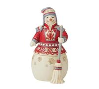 Enesco Jim Shore Heartwood Creek Figurine bonhomme de neige nordique de Noël avec balai, 21 cm, multicolore