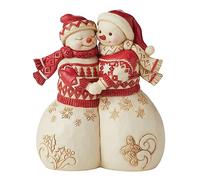 Enesco Jim Shore Heartwood Creek Figurine de Couple de Bonhomme de Neige Nordique de Noël Multicolore 17 cm