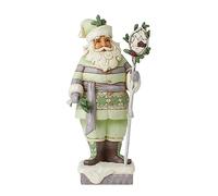 Enesco Jim Shore Heartwood Creek Figurine de Père Noël blanc tenant un bâton Multicolore 24 cm
