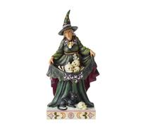 Enesco Jim Shore Heartwood Creek Figurine de sorcière effrayante d'Halloween avec crânes dans la jupe - Figurine de sorcière décorative en résine peinte à la main - Figurines d'Halloween de décoration