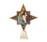 Enesco Jim Shore Heartwood Creek Holiday Manor Nativité et anges Étoile double face pour sapin de Noël, 23 cm, multicolore