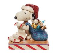 Enesco Jim Shore Peanuts Figurine Père Noël Snoopy avec liste de Noël et sac à jouets, 10 cm, multicolore
