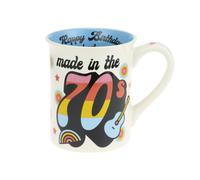 Enesco Notre nom est Mud Decades Joyeux anniversaire Fabriqu dans les ann es 70 Tasse caf 16 onces Multicolore