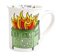 Enesco Our Name is Mud Dumpster Fire Burn Tasse à café brillante, 473 ml, multicolore