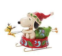 Enesco Peanuts by Jim Shore Figurine Père Noël Snoopy dans Un traîneau pour Chien Multicolore 14 cm