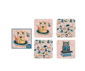 Enesco Set 4 sous-Verre Assortis Crazy Cat