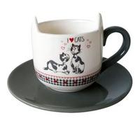 ENESCO Set cappuccino I Love CATS - Céramique GRIS G