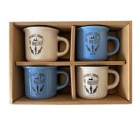 ENESCO Set expresso 4 tasses colorées - Sardines BLEU ET BLANC G