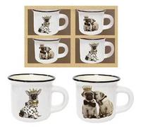 ENESCO Set expresso 4 tasses - Les Chiens - Hauteur 5 cm - Diamètre 5.5 cm BLANC G