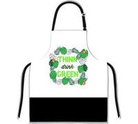 Enesco Tablier adulte à nouer - THINK GREEN en coton BLANC ET NOIR G