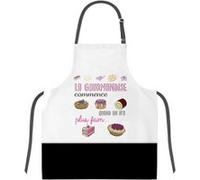 Enesco - Tablier pour adulte à nouer - Gourmandise BLANC ET NOIR G