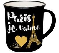 ENESCO Tasse en céramique Paris Je t'Aime - H. 9 cm - D. 8 cm NOIR G