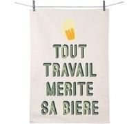 Enesco - Torchon en coton décoré - Bières - 50 x 70 cm BLANC G