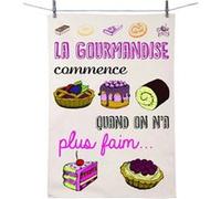 Enesco - Torchon en coton décoré - Gourmandise 50 x 70 cm BLANC G