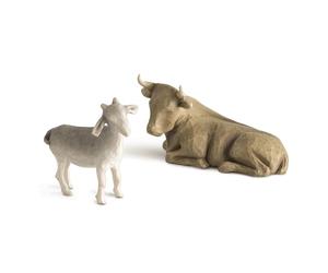 Enesco Willow Tree 26180 Figurine Crèche Boeuf et Chèvre, Beige