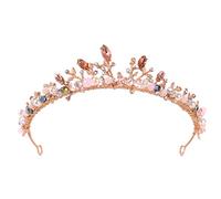 ENESEA Accessoires de cheveux élégants pour femmes et filles, accessoire de cheveux vintage pour mariage, couronne ronde en cristal, diadème de princesse, fête, or rose