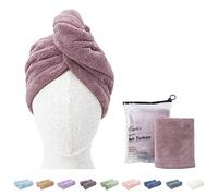 ENETIX Lot de 2 Serviettes à Cheveux en Microfibre pour Femme Blanc Mauve
