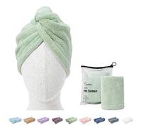 ENETIX Lot de 2 Serviettes à Cheveux en Microfibre pour Femme Blanc Menthe