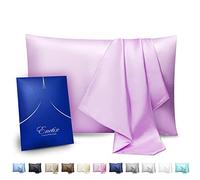 ENETIX Lot de 2 taies d'oreiller en Satin de Soie pour Cheveux et Peau, avec Fermeture éclair dissimulée, Lisse et sans acné, Tailles Standards (50 × 70 cm), Lilas