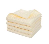 ENETIX Lot de 4 Serviettes de Cuisine 100% Coton gaufré Ultra absorbantes Super Douces à séchage Rapide (35 × 75 CM, Ivoire)