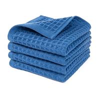 ENETIX Lot de 4 Serviettes de Cuisine 100% Coton gaufré Ultra absorbantes Super Douces à séchage Rapide (35 × 75 CM, Bleu Royal)