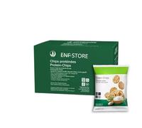 ENF STORE - Chips Protéinées 10 x 30g - 11g de Protéines Végétales par Sachet - 50% Moins de Matières Grasses - Sans Gluten, Vegan - Saveur Barbecue ou Crème & Oignon (400g, Barbecue)
