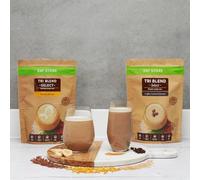 ENF STORE - Lot de 2 sachet Tri Blend Select Saveur Banane & Café - Protéines Végétales Complètes - Sans Soja, Sans Gluten, Riche en Fibres - Nutrition Saine & Équilibrée (308, Café)