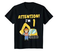 Enfant 1. Excavateur Birthday Boy Attention, j'ai 1 an T-Shirt