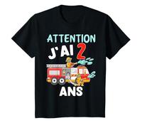Enfant 2ème Anniversaire 2 Ans Pompier Brigade Sapeurs Pompiers T-Shirt
