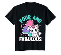 Enfant 4 Ans Mignon Chat drôle 4ème Anniversaire Fille T-Shirt